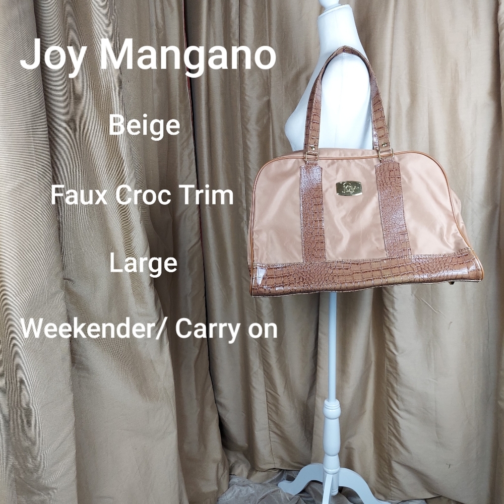 Joy Mangano beige large weekender bag